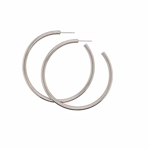 Large Round Natural Polished Hoops Earrings